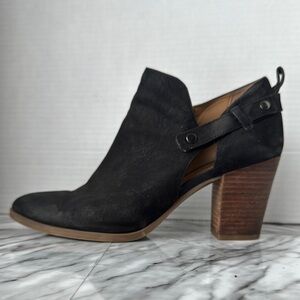 Franco Sarto Dakota side zip suede ankle boots booties women’s size 10 black